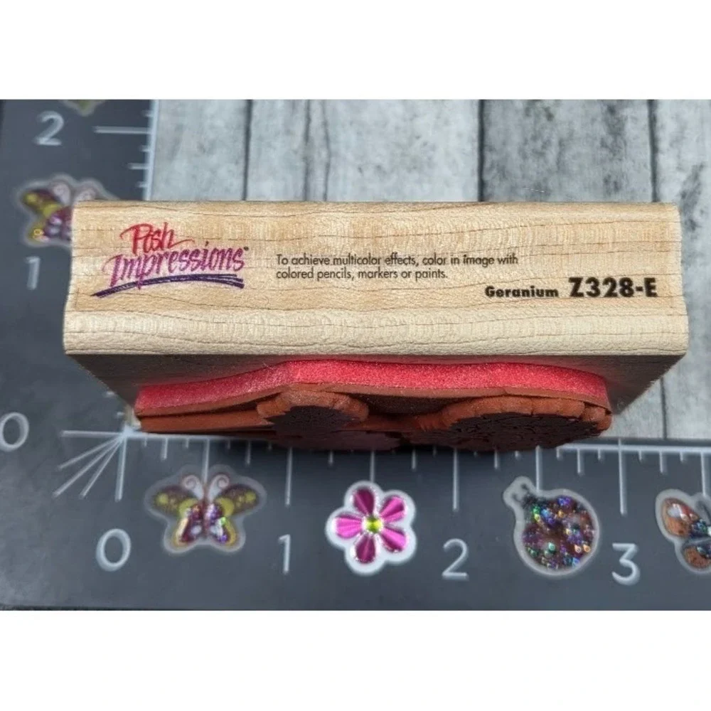 Rubber Stampede Geranium Flower Z328E 1994 Rubber Stamp Wood #B46